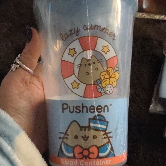 Pusheen salad cup, flask keychain, drink cozies - Picture 4 of 8